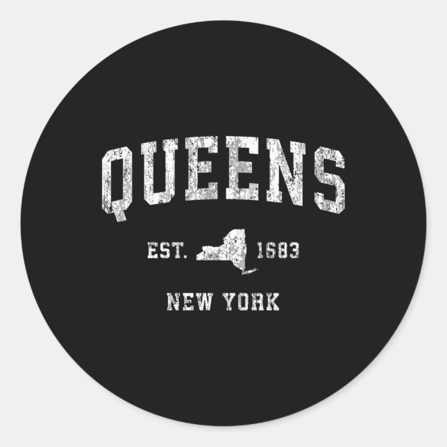 Queens New York Ny Athletic Sports Runder Aufkleber (Vorderseite)