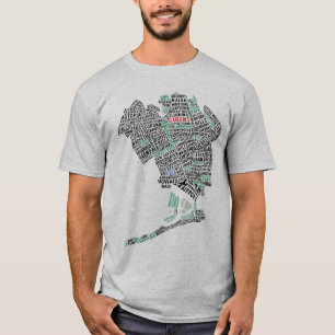 Queens New York Typografy Map T - Shirts