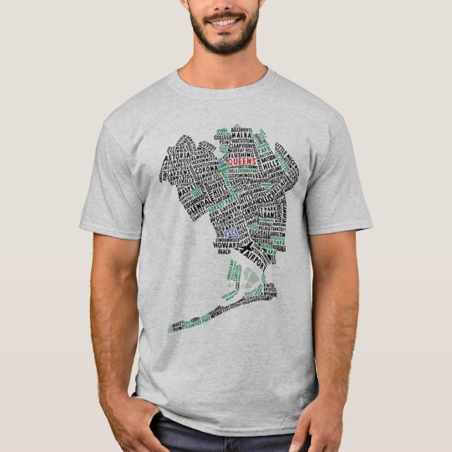 Queens New York Typografy Map T - Shirts (Vorderseite)