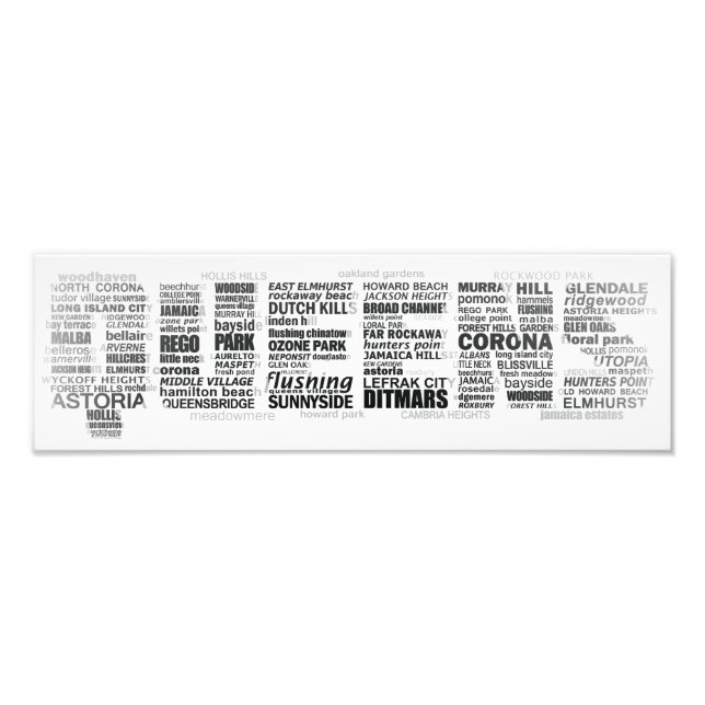 Queens New York Typografy Poster (Vorne)