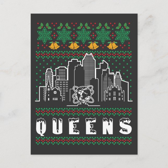Queens New York Ugly Christmas Postkarte (Vorderseite)