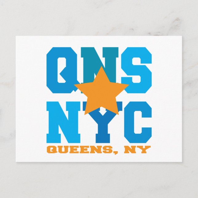 Queens, NY Blue Postcard Postkarte (Vorderseite)