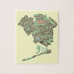 Queens NYC Typografie Karte Jigsaw Puzzle