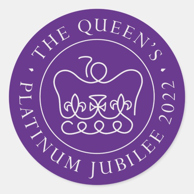 Queen's Platinum Jubilee 2022 70 Jahre Runder Aufkleber (Vorderseite)