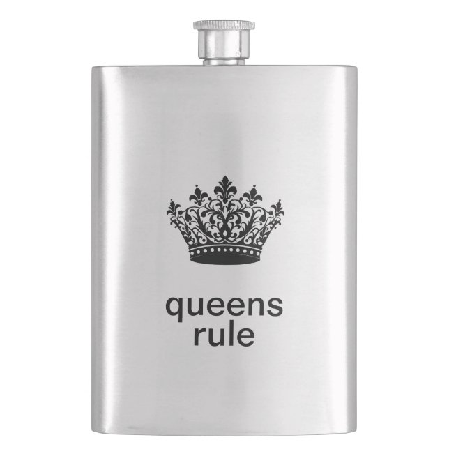 Queens Rule Stainless Flachmann (Vorderseite)