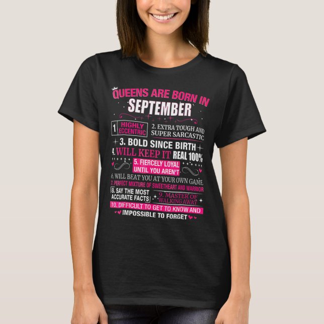 Queens sind im September Geboren T-Shirt (Vorderseite)