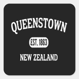 Queens Town Newzealand Vintag Quadratischer Aufkleber