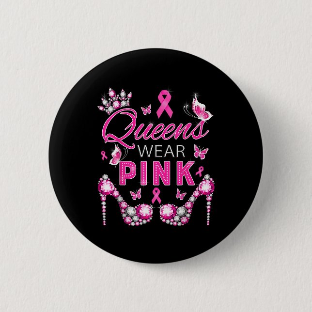 Queens tragen rosa Brustkrebs-Bewusstsein Band Su Button (Vorderseite)