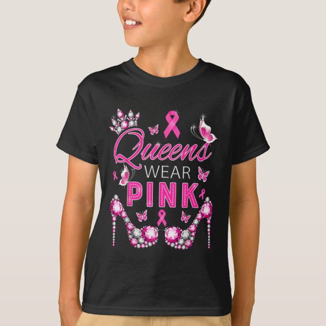 Queens tragen rosa Brustkrebs-Bewusstsein Band Su T-Shirt (Vorderseite)