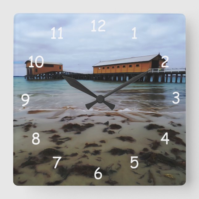 Queenscliff Dream Clock Quadratische Wanduhr (Vorderseite)