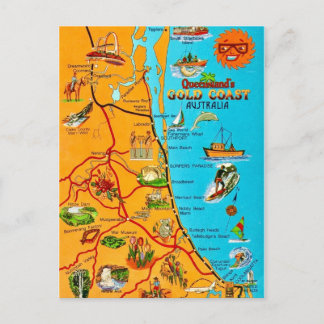 Queensland Australia Coast Map Postkarte