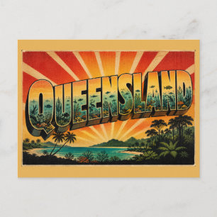 Queensland Australien Vintage Reise Kunst Postkarte