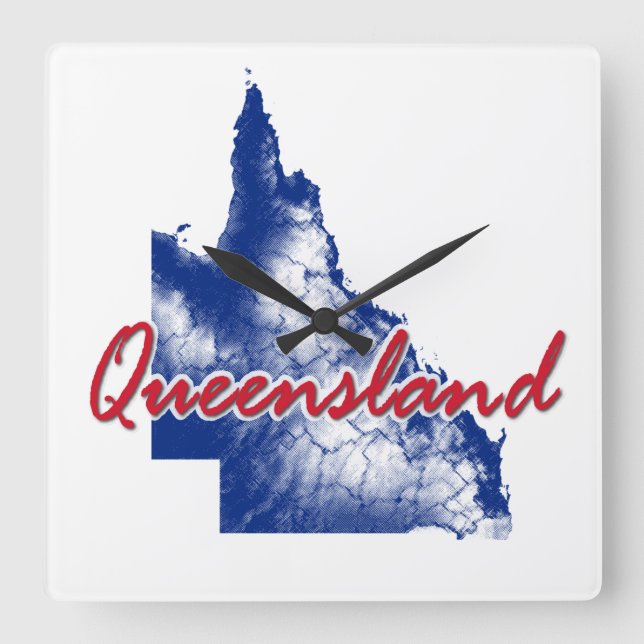 Queensland Quadratische Wanduhr (Vorderseite)