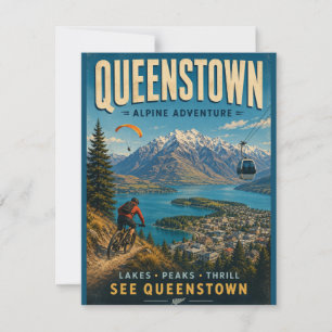 Queenstown Alpine Adventure Digitaler Kunst Druck Mitteilungskarte