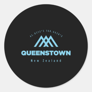 Queenstown Mountain Vacation Skifahren Neuseeland Runder Aufkleber