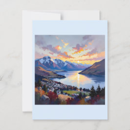 Queenstown - Neuseeland - Lake Wakatipu Sunset Postkarte