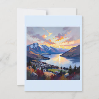 Queenstown - Neuseeland - Lake Wakatipu Sunset Postkarte