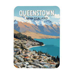 Queenstown Neuseeland Reise Kunst Vintage Magnet