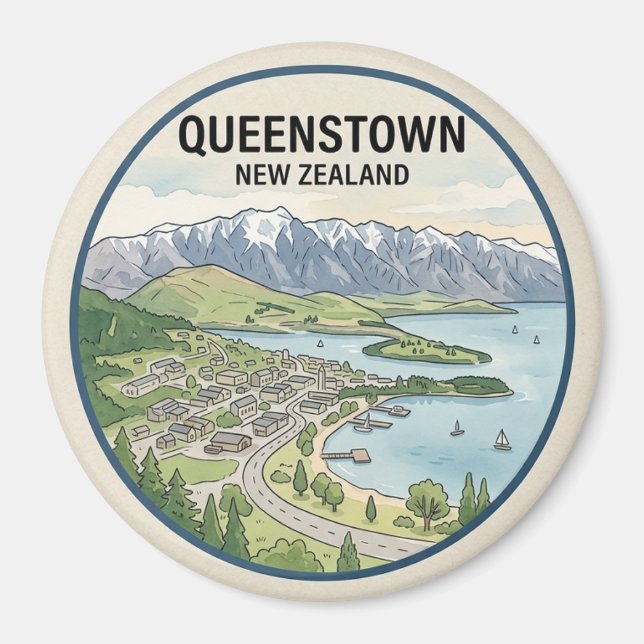 Queenstown Neuseeland Reise Magnet (Vorne)