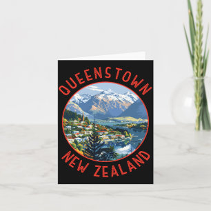 Queenstown Neuseeland Retro abgenutzt Kreis Karte