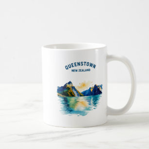 Queenstown Neuseeland Vintage Aquarell-Landschaft  Kaffeetasse