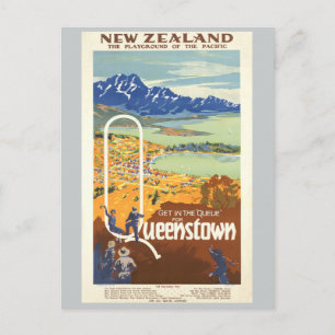 Queenstown, Neuseeland Vintage-Reise Postkarte