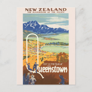 Queenstown, Neuseeland Vintage Travel Postcard Postkarte