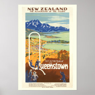 Queenstown, Neuseeland Vintage Travel Poster