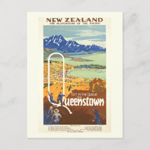 Queenstown, Neuseeland Vintage Travel Postkarte