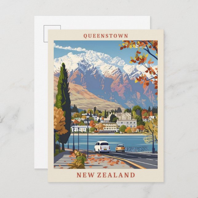 Queenstown New Zealand Elegante Postkarte (Vorne/Hinten)