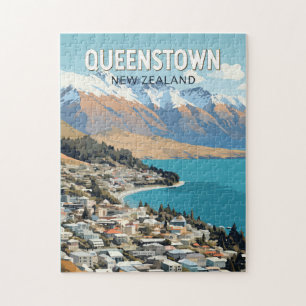 Queenstown New Zealand Travel Art Vintag Puzzle