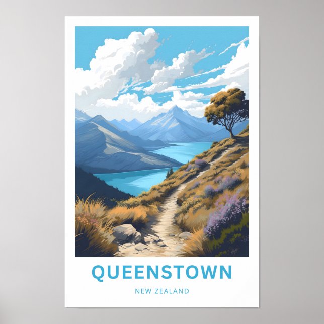 Queenstown New Zealand Travel Print Poster (Vorne)