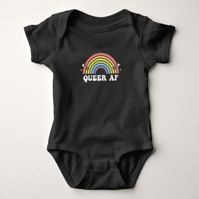 Queer AF Gay Pride Lesbische Trans Bisexuelle LGBT Baby Strampler (Vorderseite)