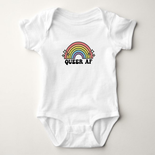 Queer AF Gay Pride Lesbische Trans Bisexuelle LGBT Baby Strampler (Vorderseite)