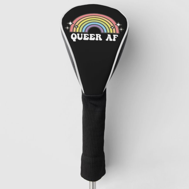 Queer AF Rainbow Gay Lesbian Trans Bisexual LGBTQ Golf Headcover (Vorderseite)