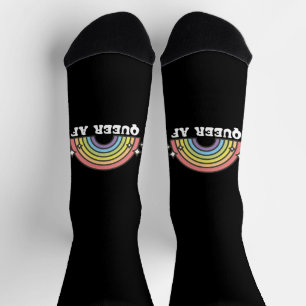 Queer AF Rainbow Gay Lesbian Trans Bisexual LGBTQ Socken