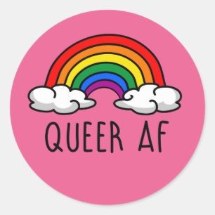 QUEER AF T-Shirt Runder Aufkleber