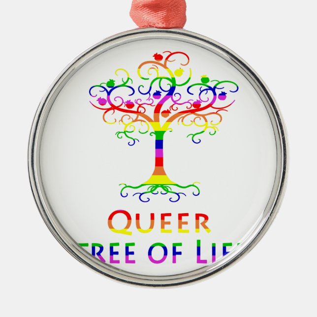 Queer Baum des Lebens Zazzle.png Silbernes Ornament (Vorne)