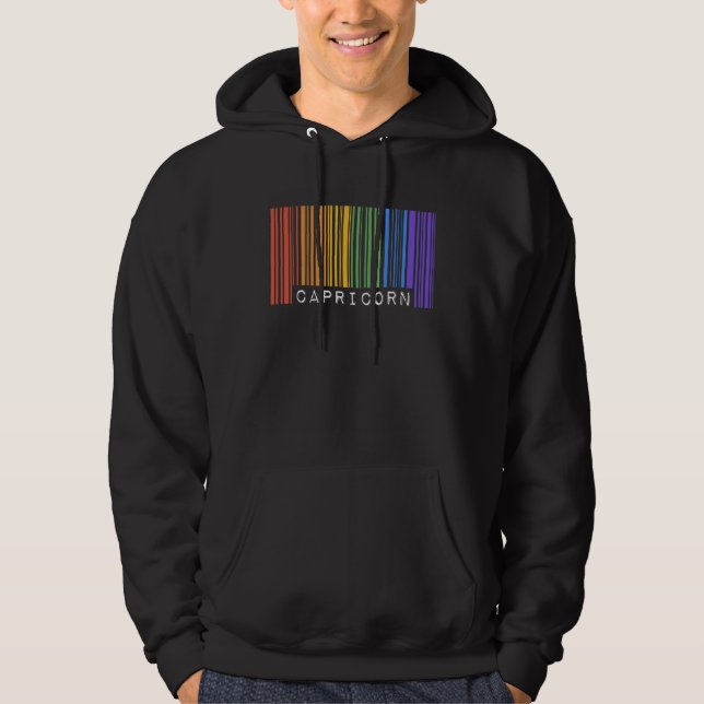 Queer Capricorn Barcode Gay Pride Flag Zodiac Sign Hoodie (Vorderseite)