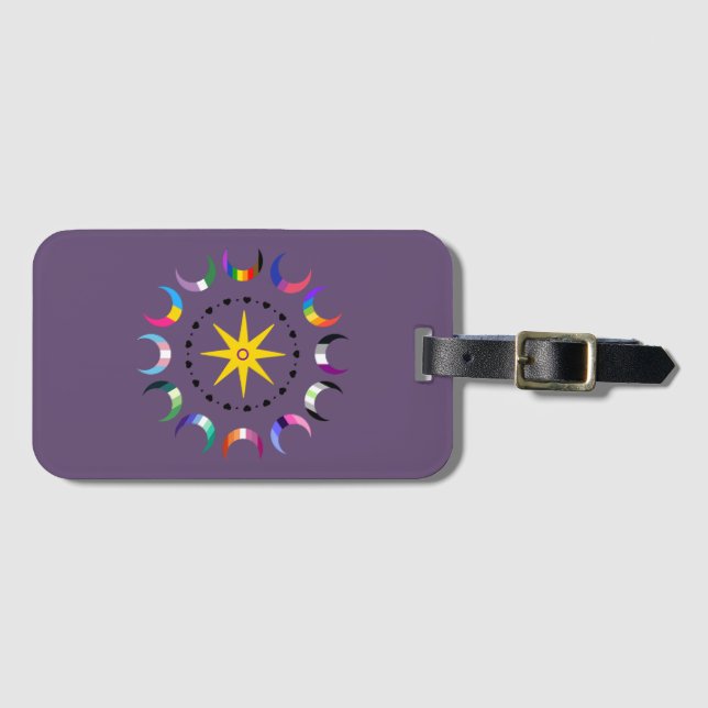 Queer Crescent Pride Monde Gepäckanhänger (Vorderseite (Horizontal))