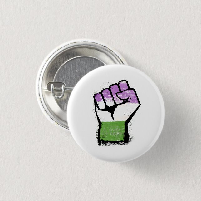 Queer / Genderqueer Pride Faust Button (Vorne & Hinten)