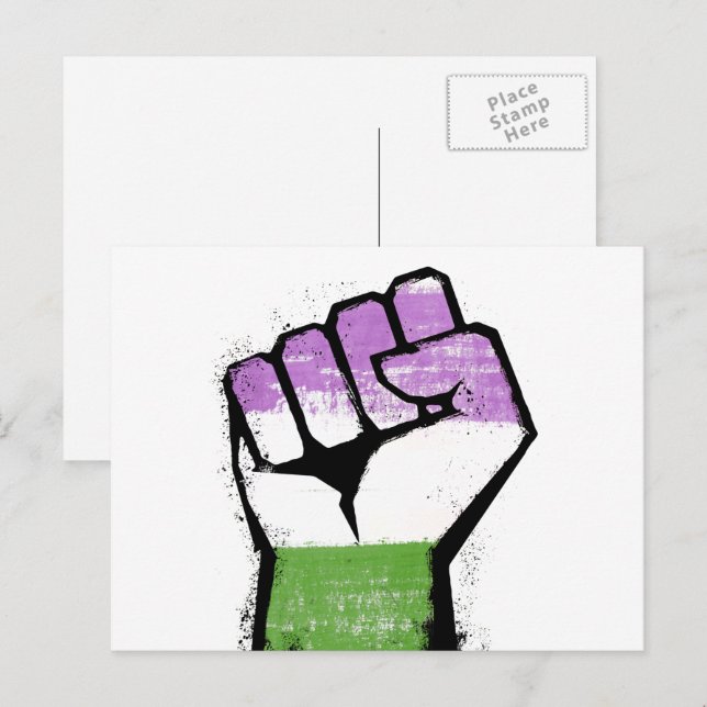 Queer / Genderqueer Pride Faust Postkarte (Vorne/Hinten)