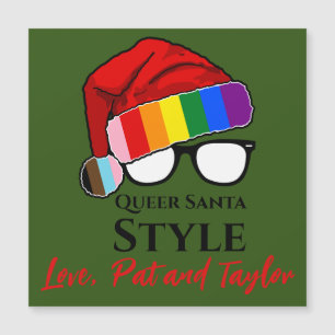 Queer Santa Style-Hut und Gläser-Magnet Magnetkarte