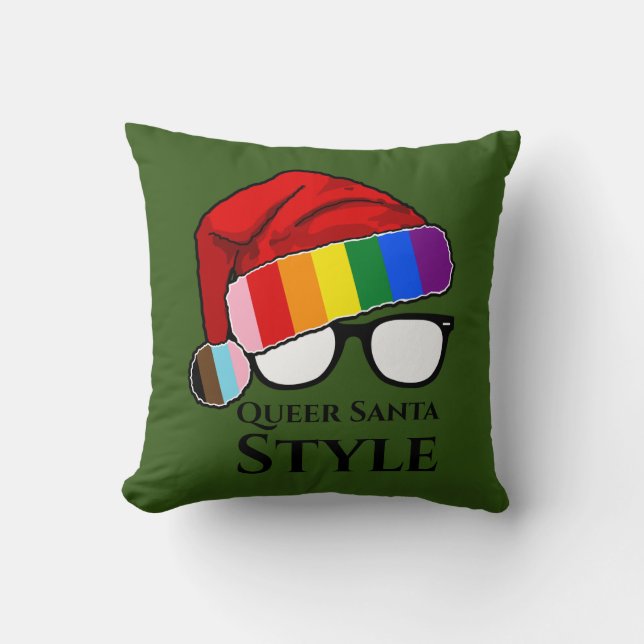 Queer Santa Style Hut und Sonnenbrillen Kissen (Vorderseite)