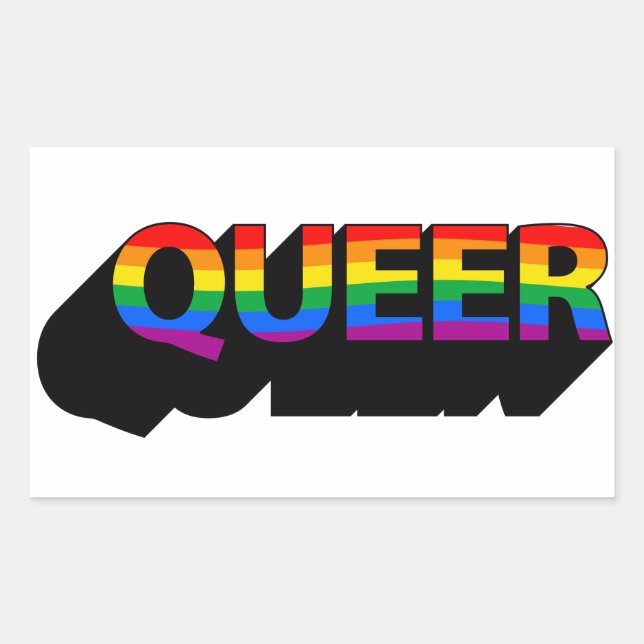 QUEER T - Shirt Rechteckiger Aufkleber (Vorderseite)