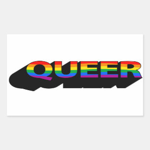QUEER T - Shirt Rechteckiger Aufkleber