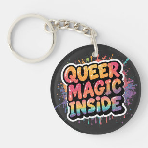 Queere Magie in LGBTQ Pride Zitat Design Schlüsselanhänger