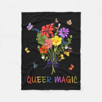 Queere Magische Blumen Schmetterlinge Regenbogen S Fleecedecke