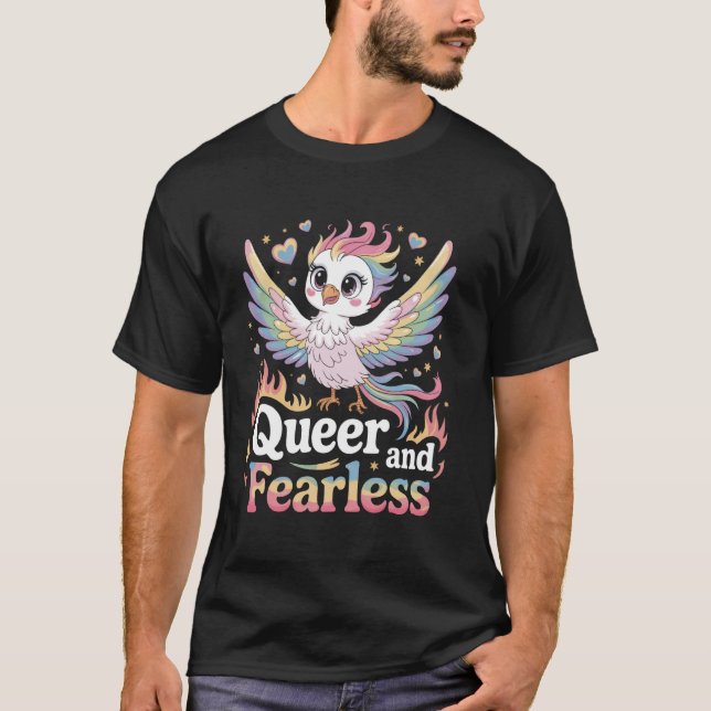 Queere und furchtlose Phoenix Pride T-Shirt (Vorderseite)