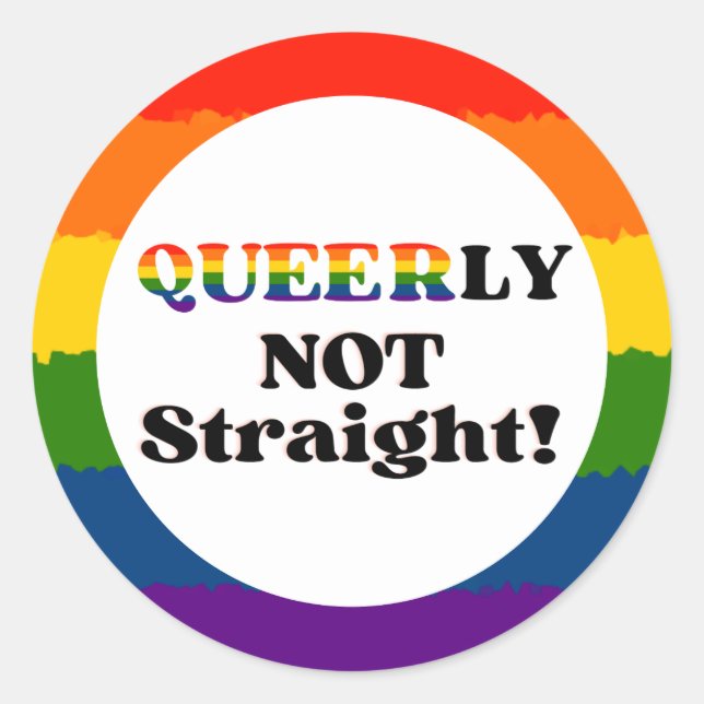 queered not gerade Rainbow Circle Sticker (Vorderseite)